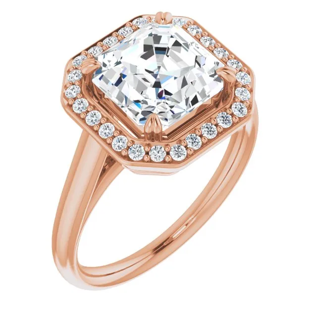 Cubic Zirconia Engagement Ring- The Arianna (Customizable Asscher Cut Design with Loose Halo)