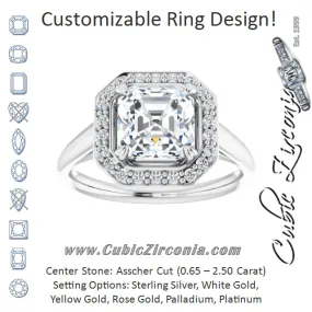 Cubic Zirconia Engagement Ring- The Arianna (Customizable Asscher Cut Design with Loose Halo)