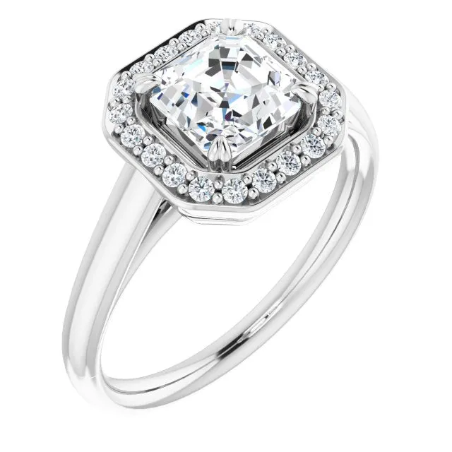 Cubic Zirconia Engagement Ring- The Arianna (Customizable Asscher Cut Design with Loose Halo)