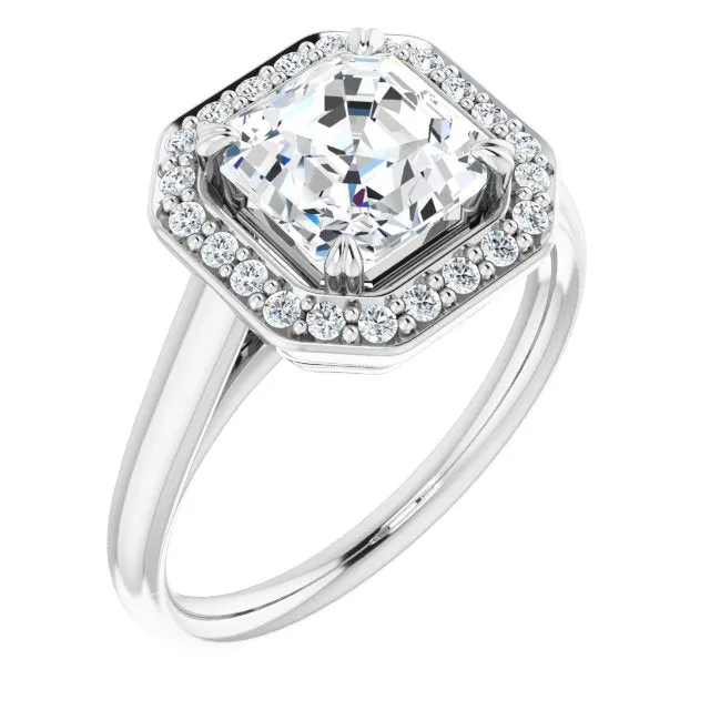 Cubic Zirconia Engagement Ring- The Arianna (Customizable Asscher Cut Design with Loose Halo)