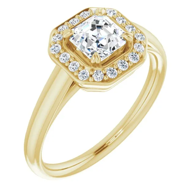 Cubic Zirconia Engagement Ring- The Arianna (Customizable Asscher Cut Design with Loose Halo)