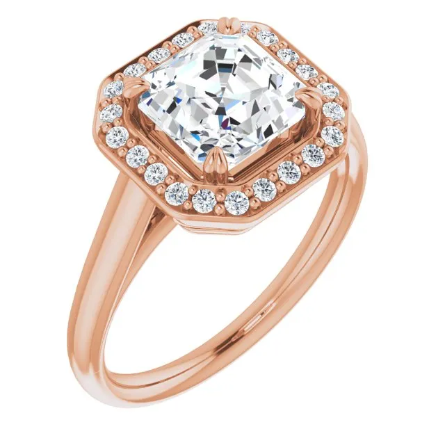 Cubic Zirconia Engagement Ring- The Arianna (Customizable Asscher Cut Design with Loose Halo)