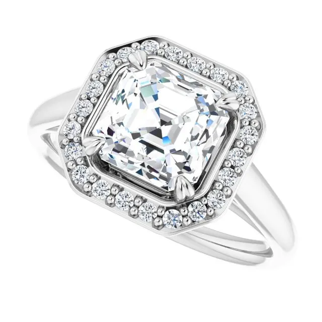 Cubic Zirconia Engagement Ring- The Arianna (Customizable Asscher Cut Design with Loose Halo)