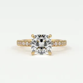 Cushion Cut Diamond Pave Band, Hidden Halo