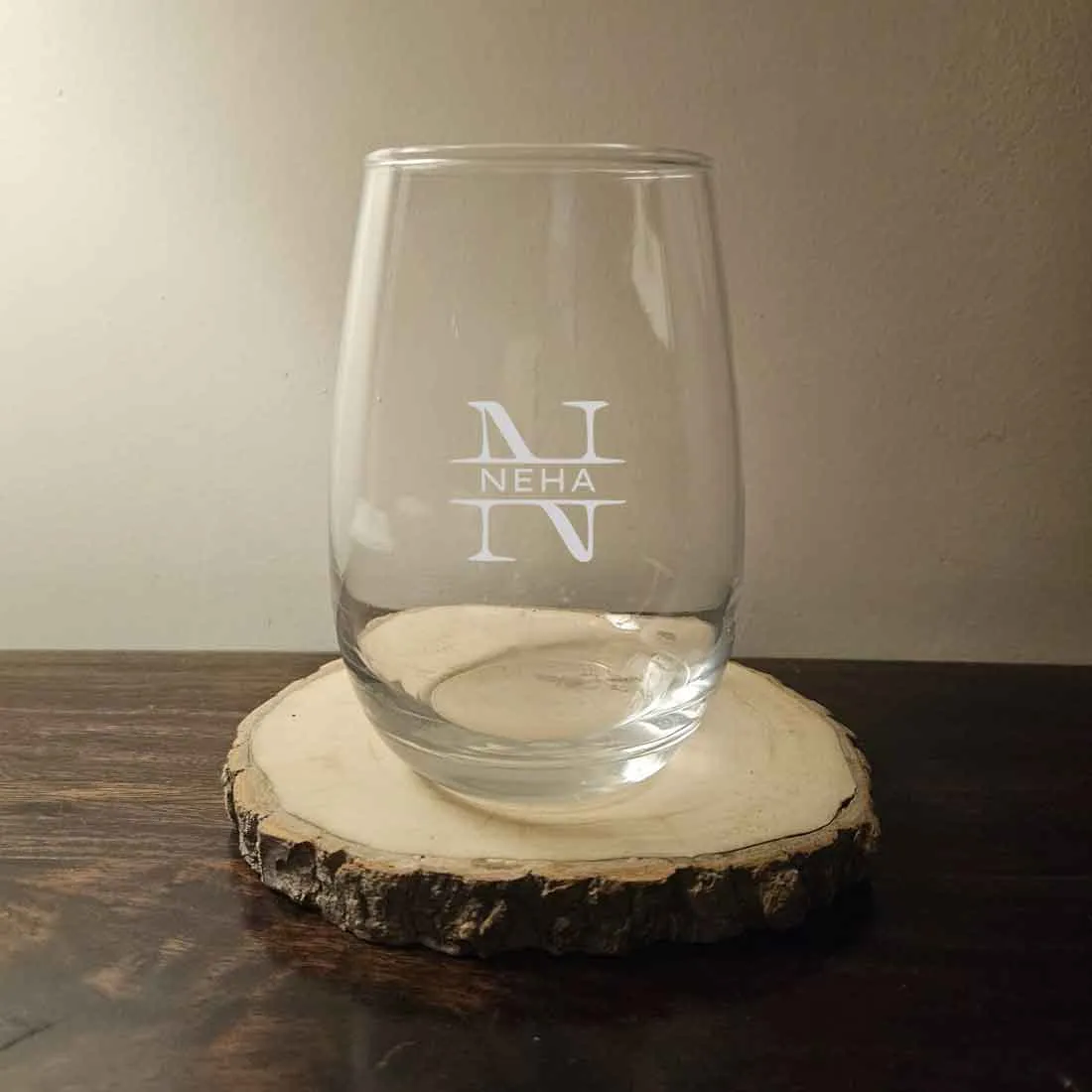 Custom Engraved Whiskey Glass Stemless Wine Glasses with Monogram Name 400 ML