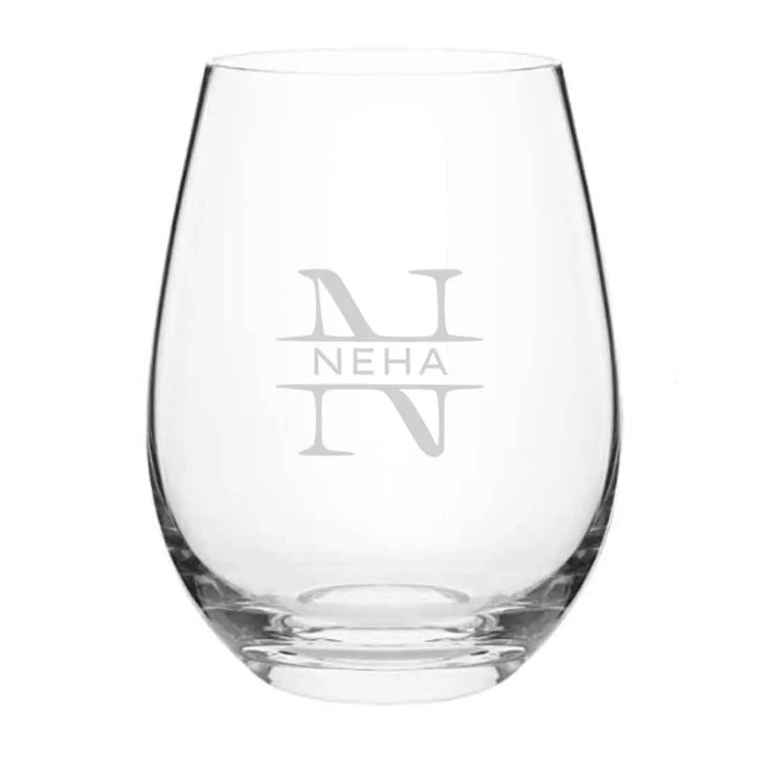 Custom Engraved Whiskey Glass Stemless Wine Glasses with Monogram Name 400 ML