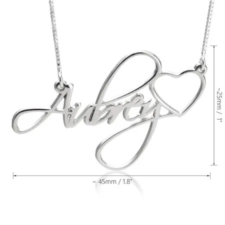 Customised Name Necklace with Heart - Gold Plated