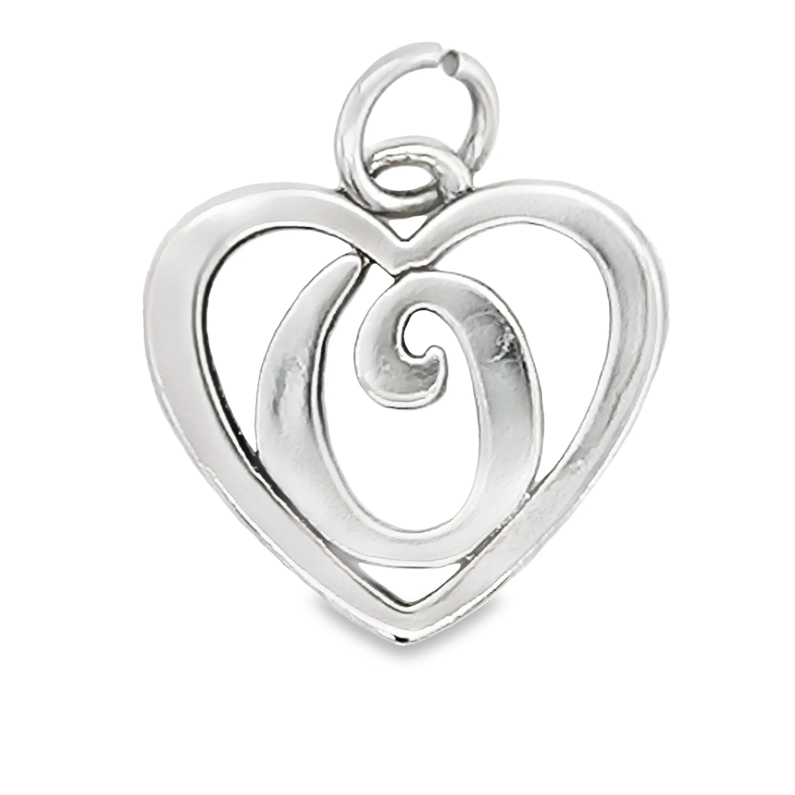 D757 Letter O Inside Heart Pendant