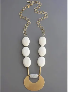 David Aubrey Magnesite   Brass Necklace