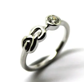 Delicate Genuine 9ct 9kt White Gold Infinity Delicate Pinky Ring   Diamond