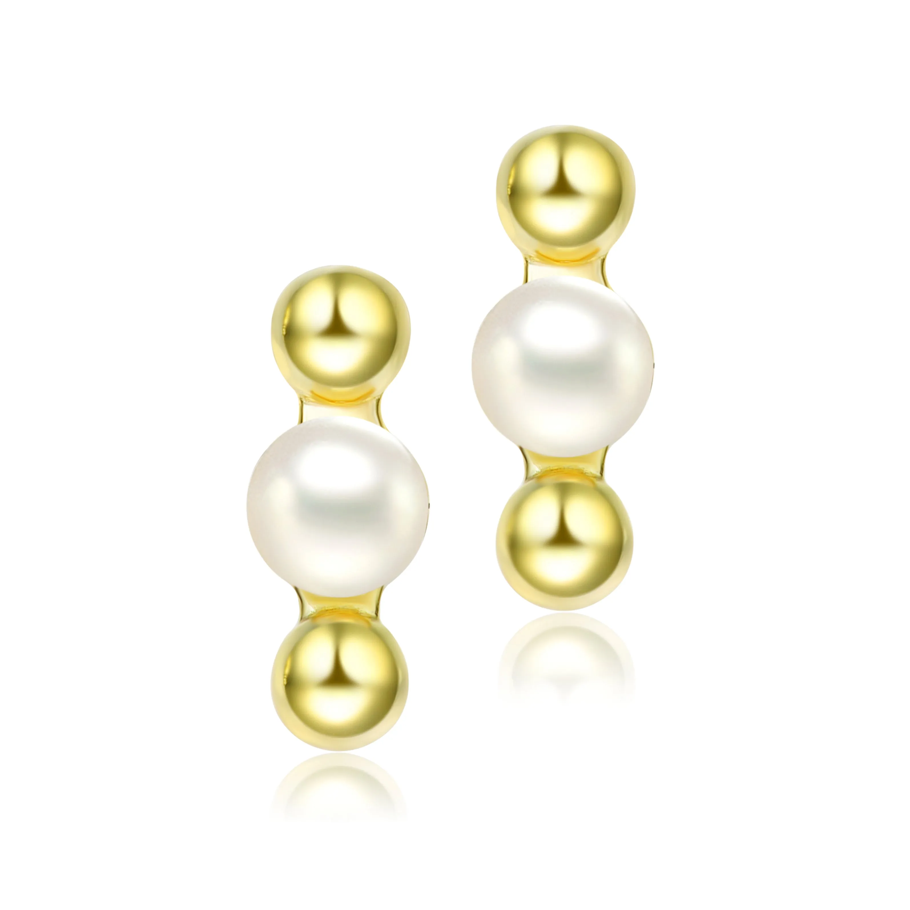 Delphine Golden Spheres Pearl Earrings