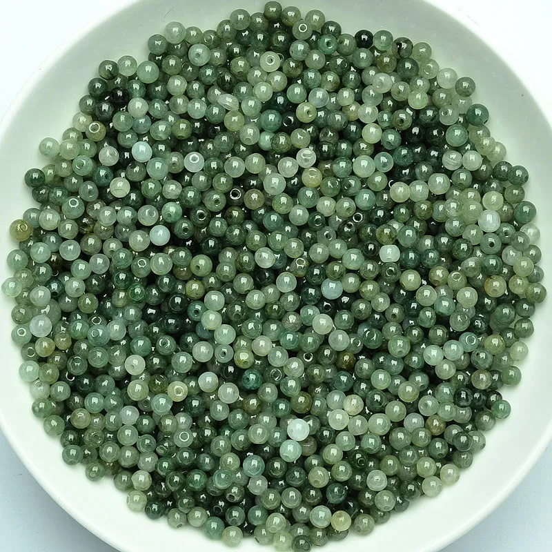 Diameter 3.5mm-4mm Natural Jade Beads Jadeite Grey Green Bead WBD3