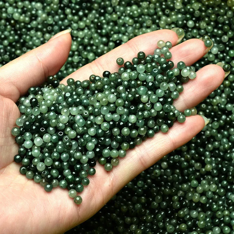 Diameter 3.5mm-4mm Natural Jade Beads Jadeite Grey Green Bead WBD3