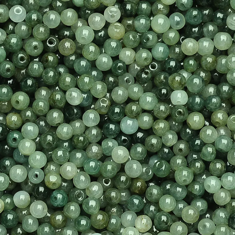 Diameter 3.5mm-4mm Natural Jade Beads Jadeite Grey Green Bead WBD3