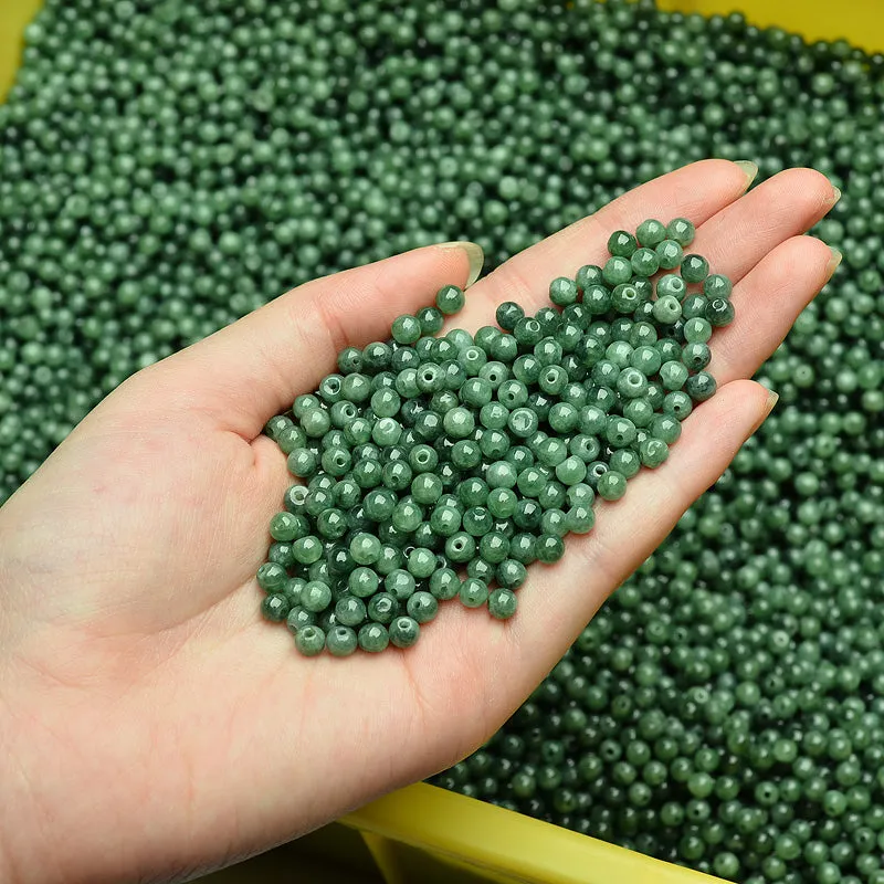 Diameter 4.5mm-5mm Natural Jade Beads Jadeite Grey Green Bead WBD24