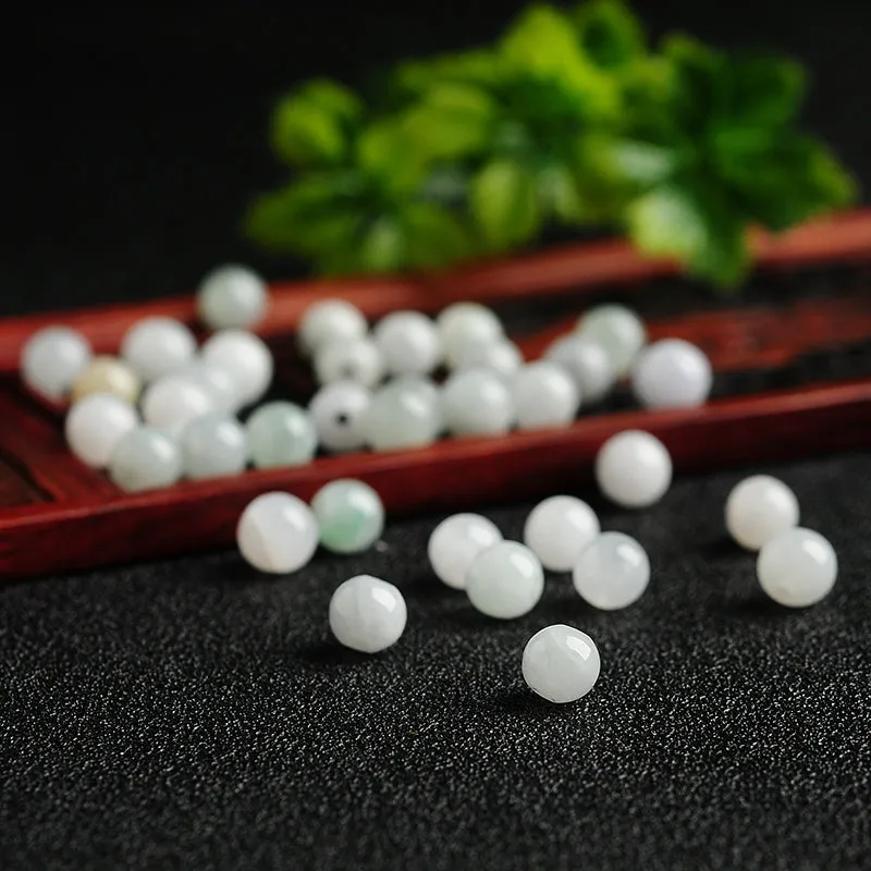 Diameter 5mm-5.5mm Natural Jade Beads Jadeite White Light Colors Bead WBD9