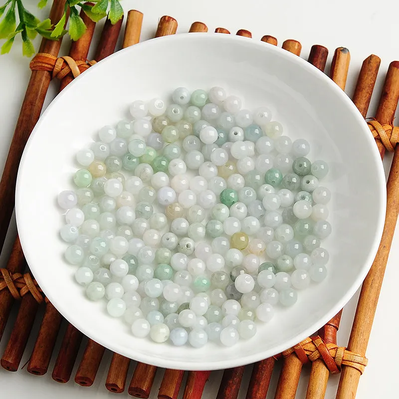 Diameter 5mm-5.5mm Natural Jade Beads Jadeite White Light Colors Bead WBD9