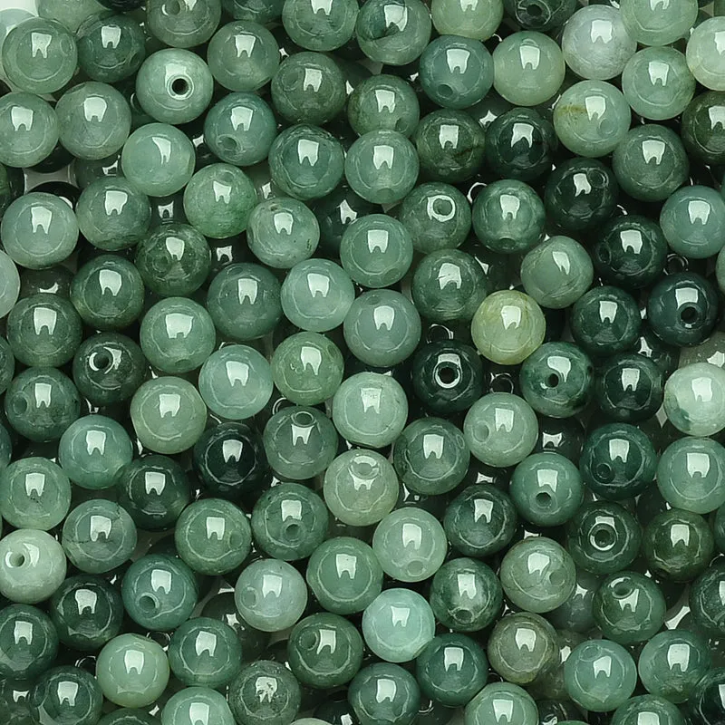 Diameter 5mm-6mm Natural Jade Beads Jadeite Grey Green Bead WBD10