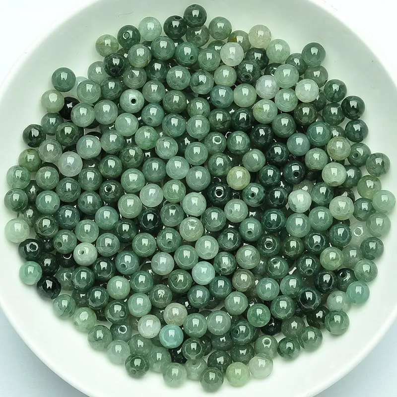 Diameter 5mm-6mm Natural Jade Beads Jadeite Grey Green Bead WBD10