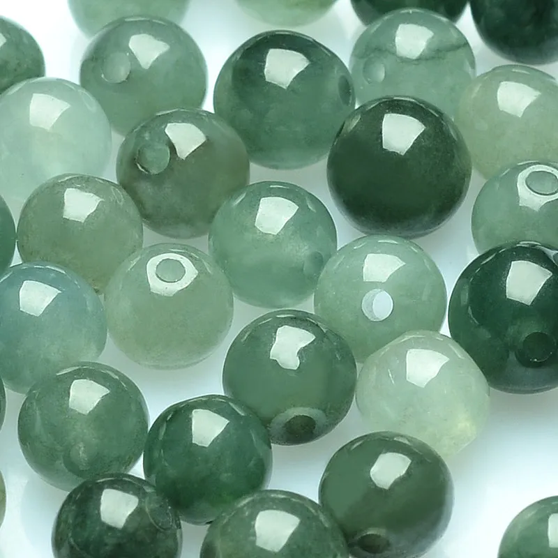 Diameter 5mm-6mm Natural Jade Beads Jadeite Grey Green Bead WBD10