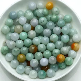 Diameter 9mm-10mm Natural Jade Beads Jadeite Mixed Colors Bead WBD28