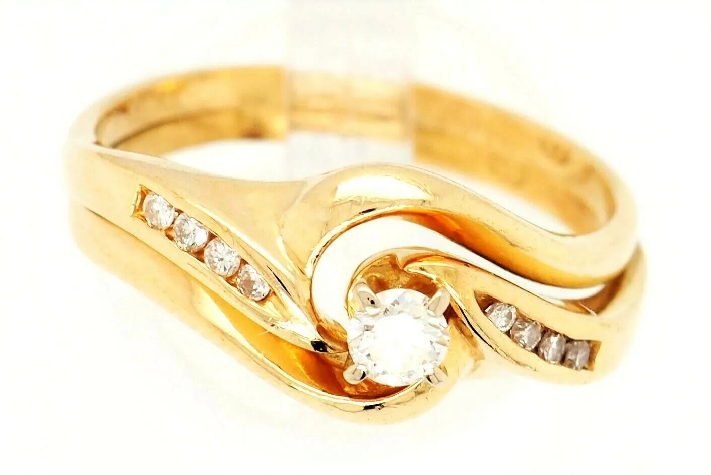 Diamond 18ct Yellow & White Gold 2 Ring Wedding Set