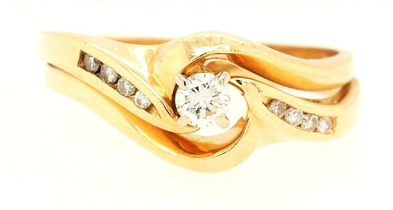 Diamond 18ct Yellow & White Gold 2 Ring Wedding Set