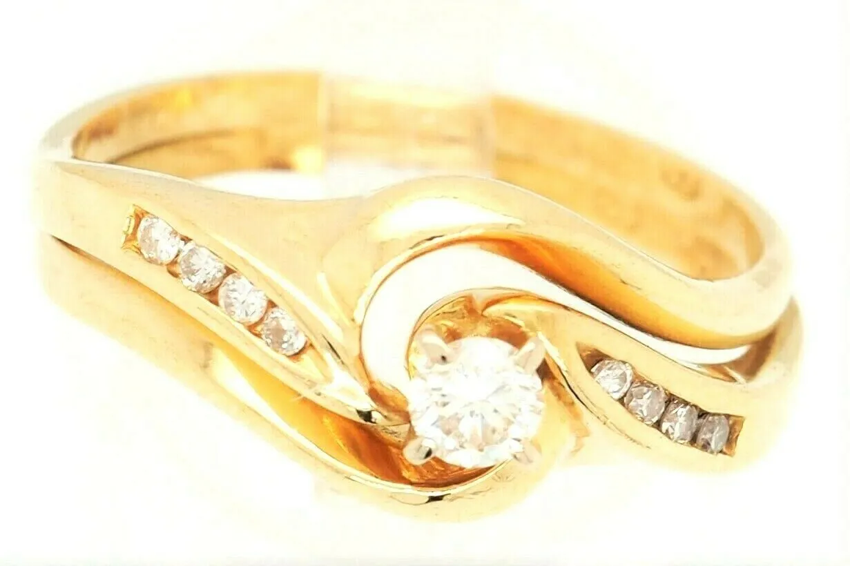 Diamond 18ct Yellow & White Gold 2 Ring Wedding Set