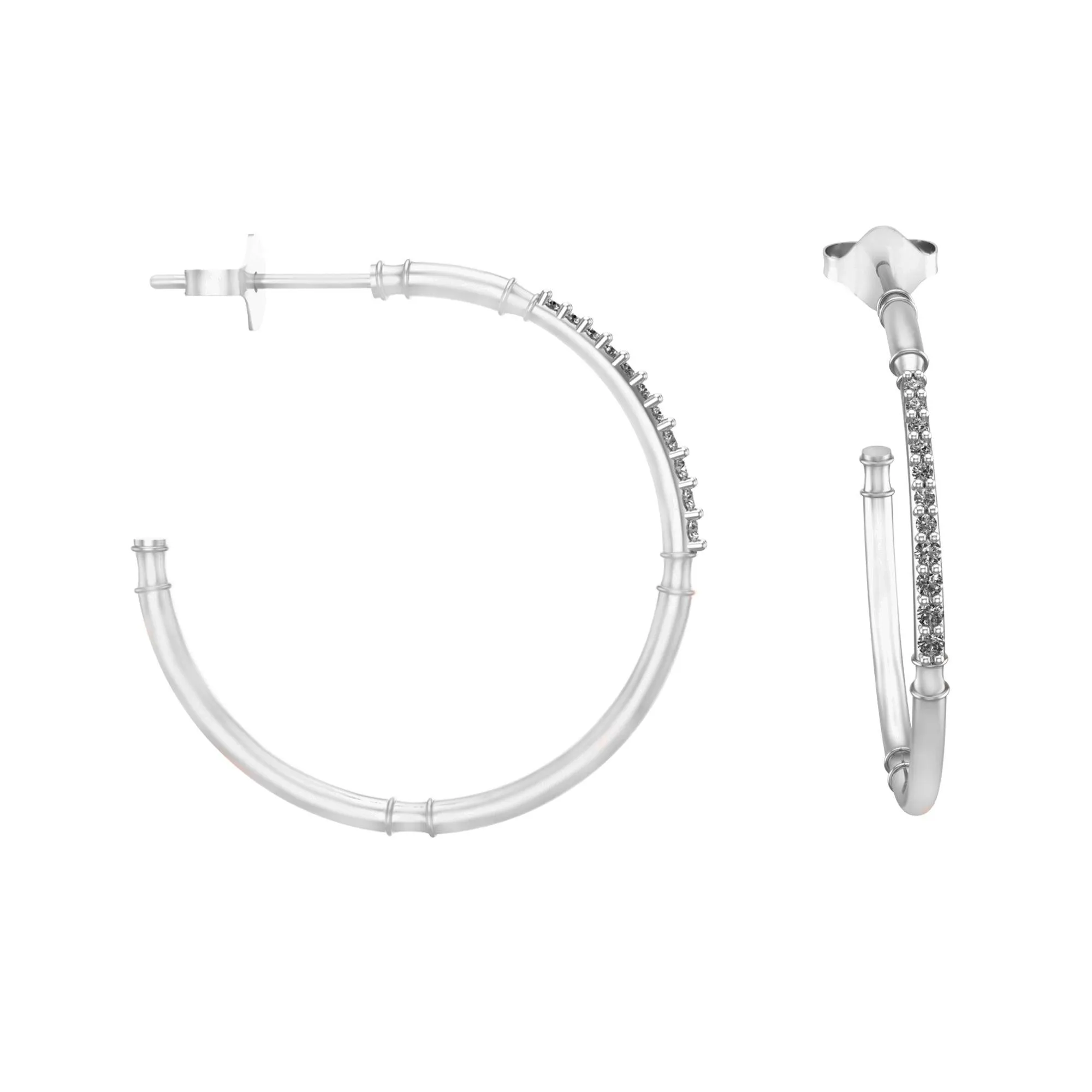 Diamond Fashion Half Hoop Earrings in 10K White Gold