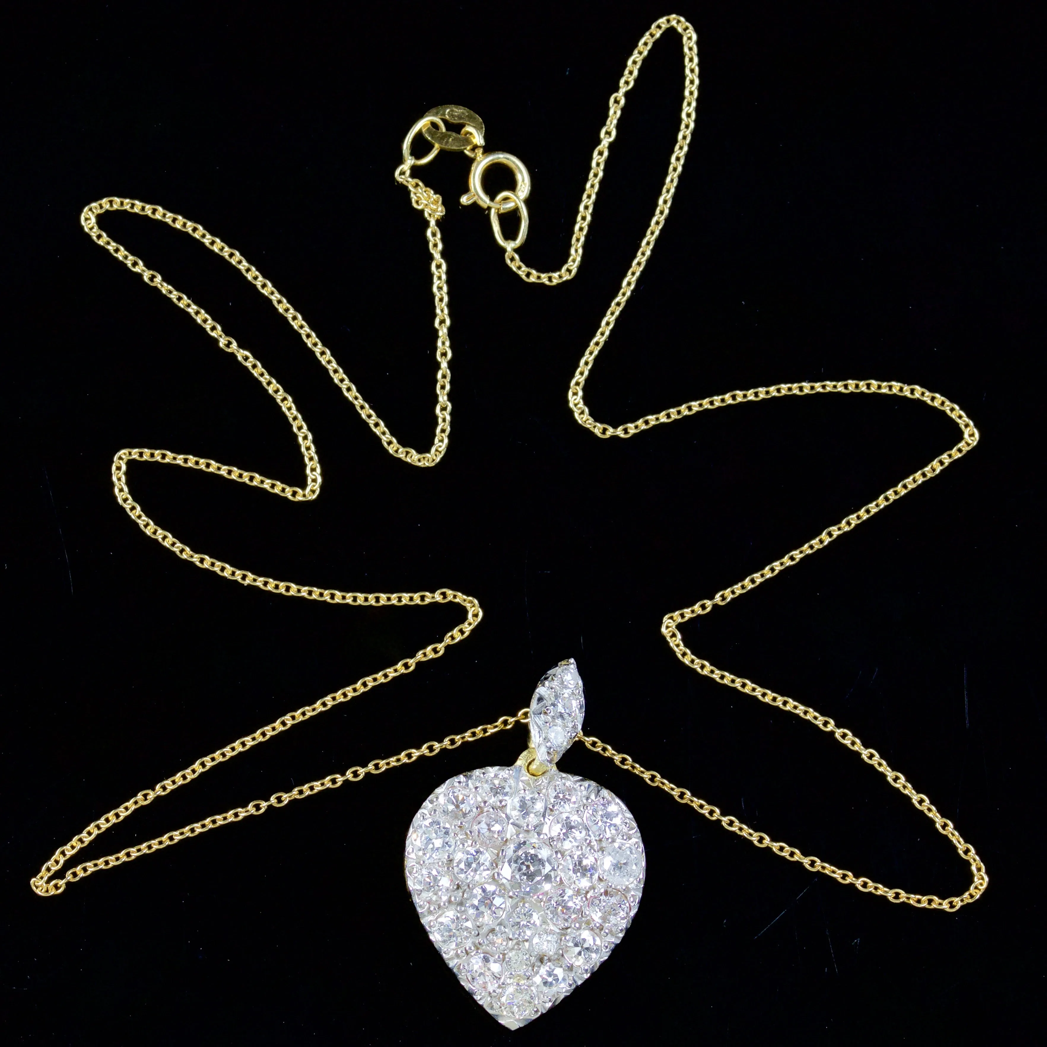 Diamond Heart Pendant Necklace and Chain 2.50Ct Diamonds 18Ct Yellow Gold