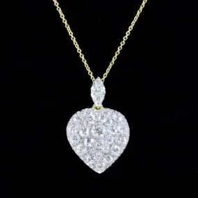 Diamond Heart Pendant Necklace and Chain 2.50Ct Diamonds 18Ct Yellow Gold