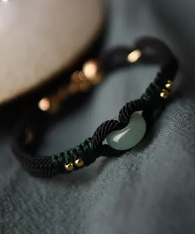 DIY Blackish Green Hand Knitting Jade Bracelet ML0301