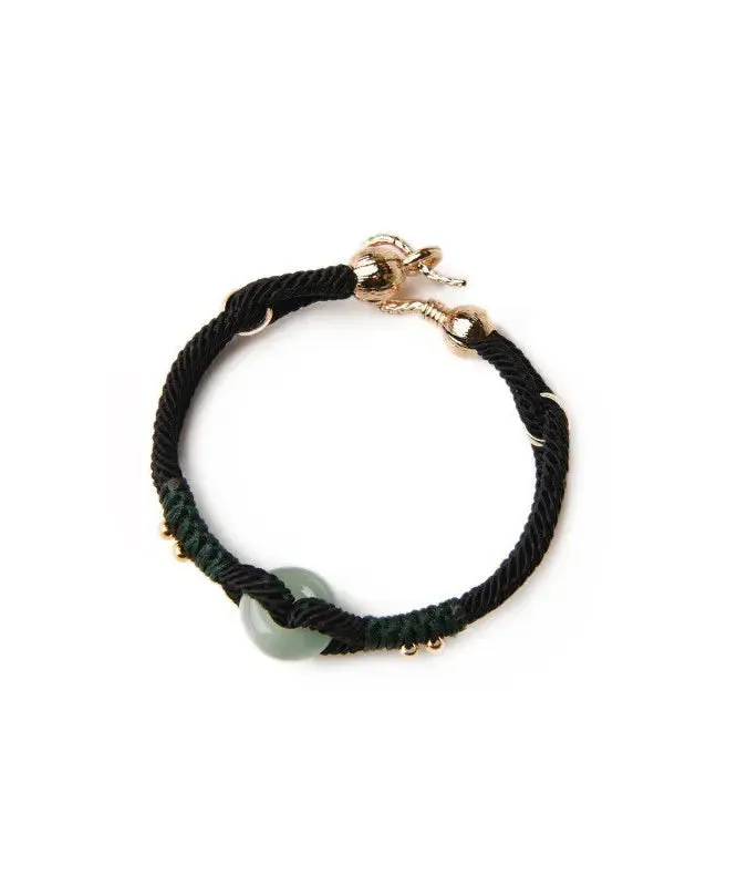 DIY Blackish Green Hand Knitting Jade Bracelet ML0301