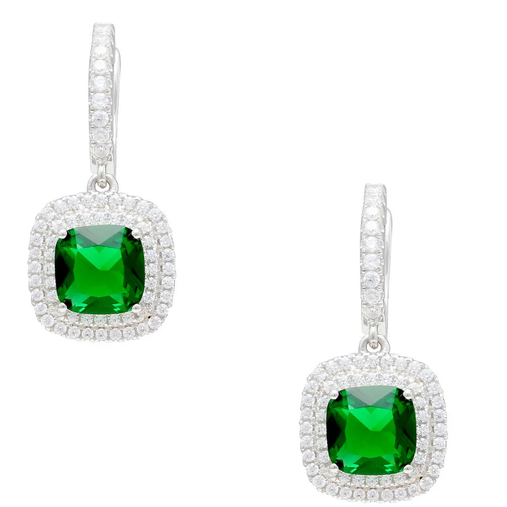 Double Cushion Cluster CZ Earrings IJ15CSSER002