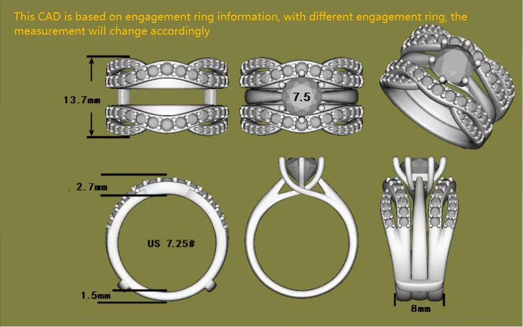 Doveggs round half eternity moissanite enhancer/lab created diamond wedding band-8mm band width