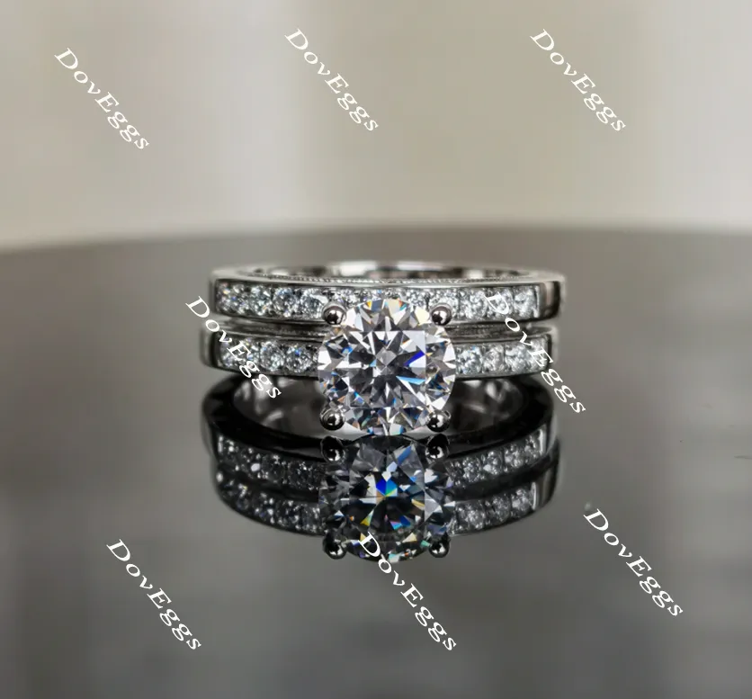 Doveggs round vintage moissanite bridal set (2 rings)