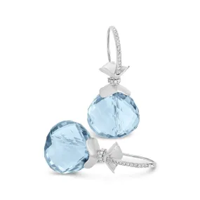 Dryades Blue Topaz and Diamond French Wire Earrings 18KW