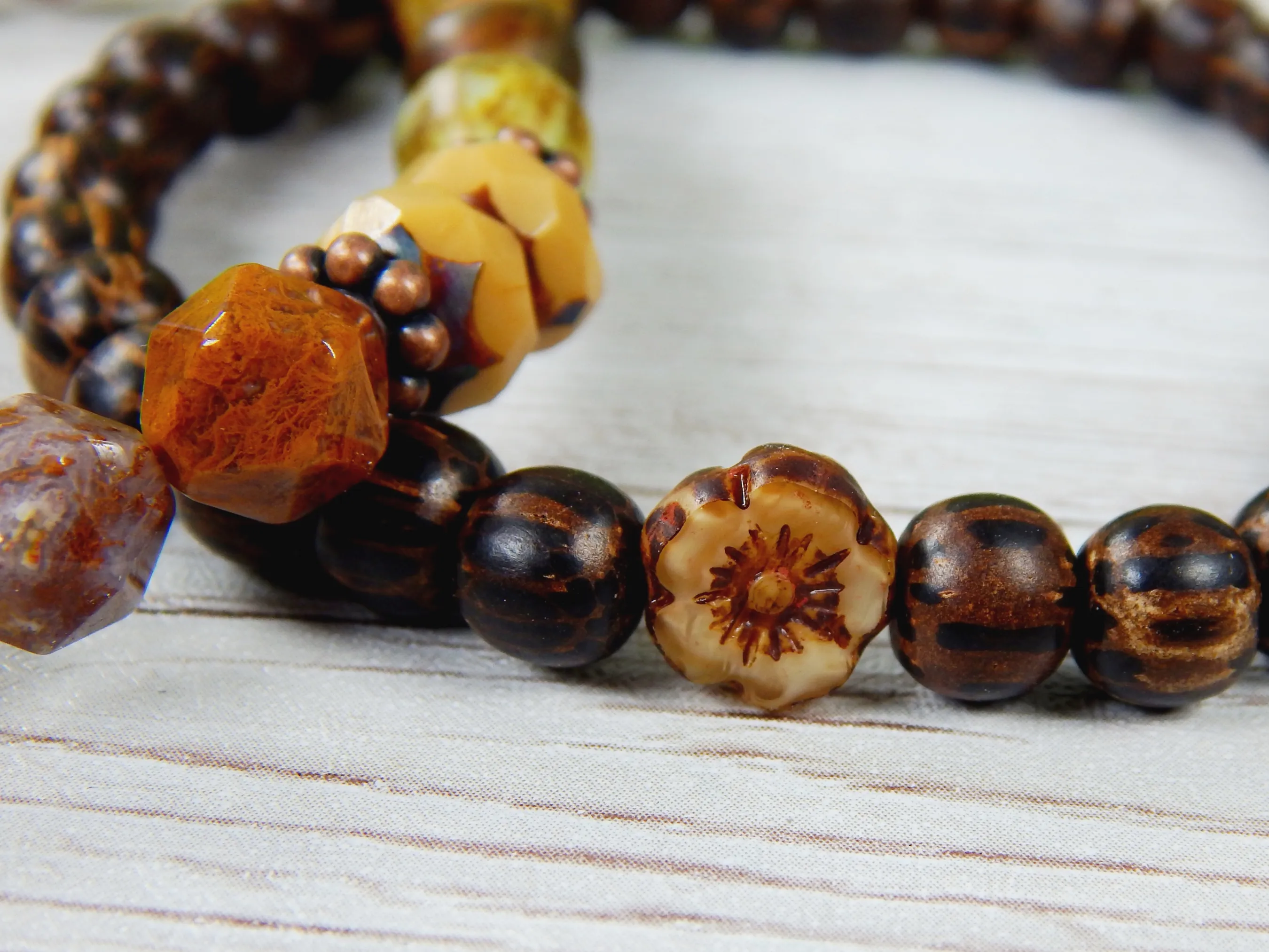 Earthy Nature Bracelet Set - Stacked Gemstone Wood Bracelet Set