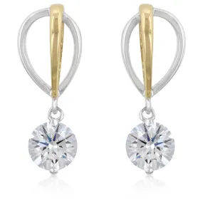 Elata Two-Tone CZ Drop Earrings | 1.5ct