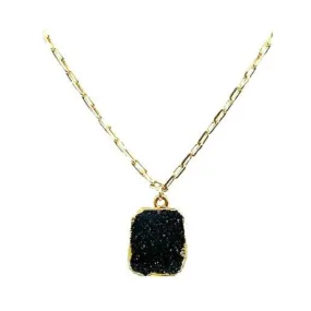 Electroform Pendant on Gold Fill Link Chain: Black Druzy (NGCP749DZX)