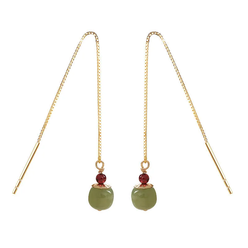 Elegant High-Class 14k Gold-Plated Natural Jade Earrings