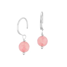 ella huggie hoops with pink jade