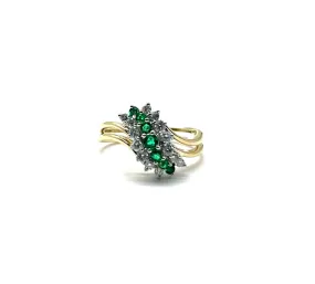 Emerald and Diamond Waterfall Ring