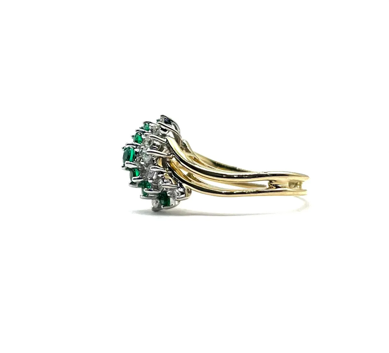 Emerald and Diamond Waterfall Ring