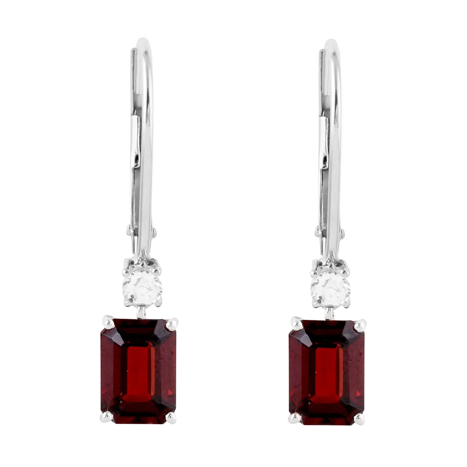 Emerald Cut Garnet 18k White Gold Topaz Earrings For Gift