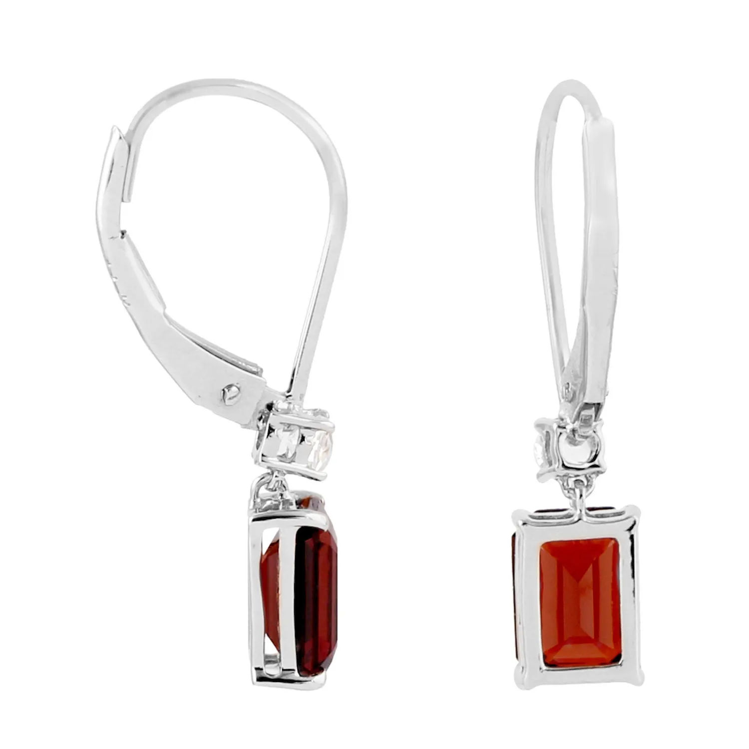 Emerald Cut Garnet 18k White Gold Topaz Earrings For Gift