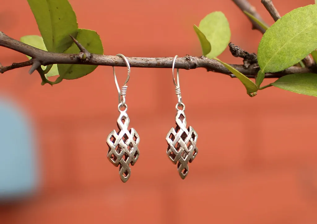 Eternal Knot Silver Drop Earrings