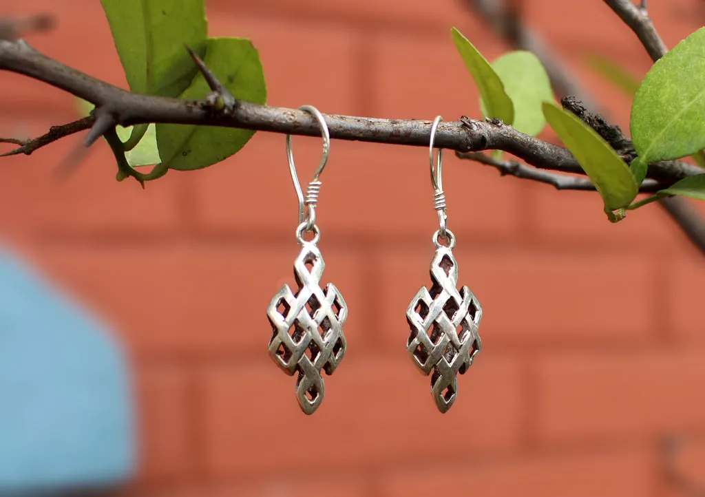 Eternal Knot Silver Drop Earrings