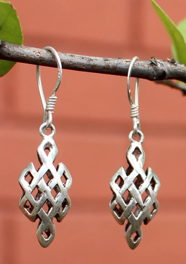 Eternal Knot Silver Drop Earrings