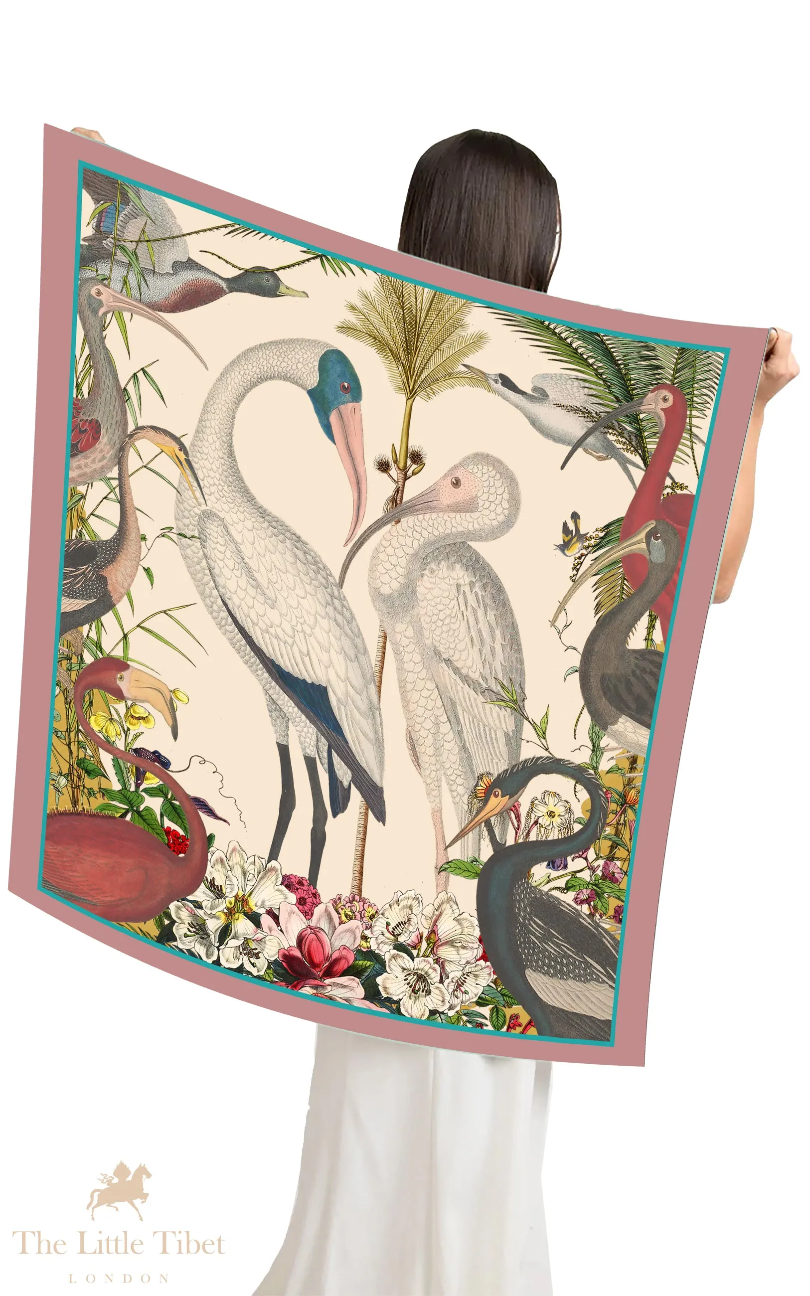 Eternal Love and Nature: Sea Birds Silk Scarf